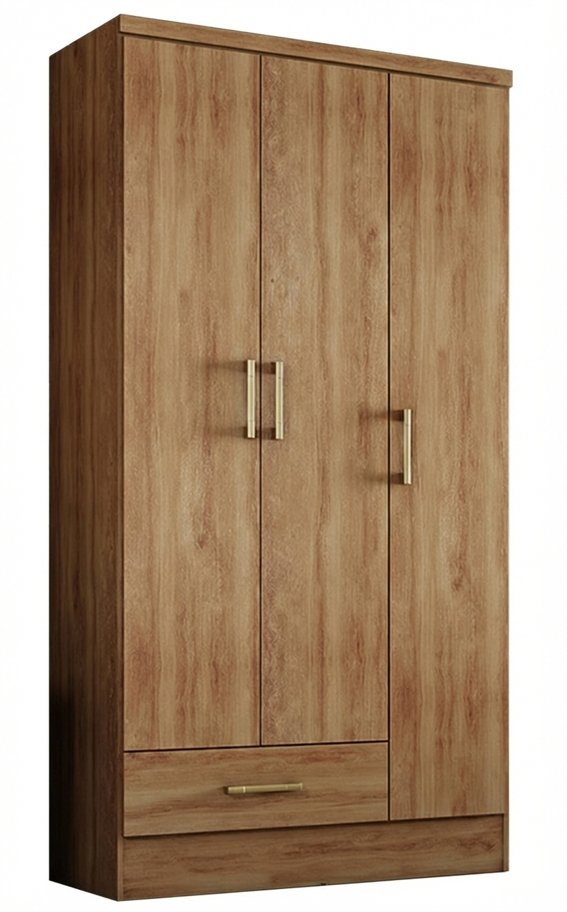 Wardrobe Ref 1379 3 Doors With 1 Drawer 90.5*182*46.5Cm Freijo (Limited 3 Months Warranty)