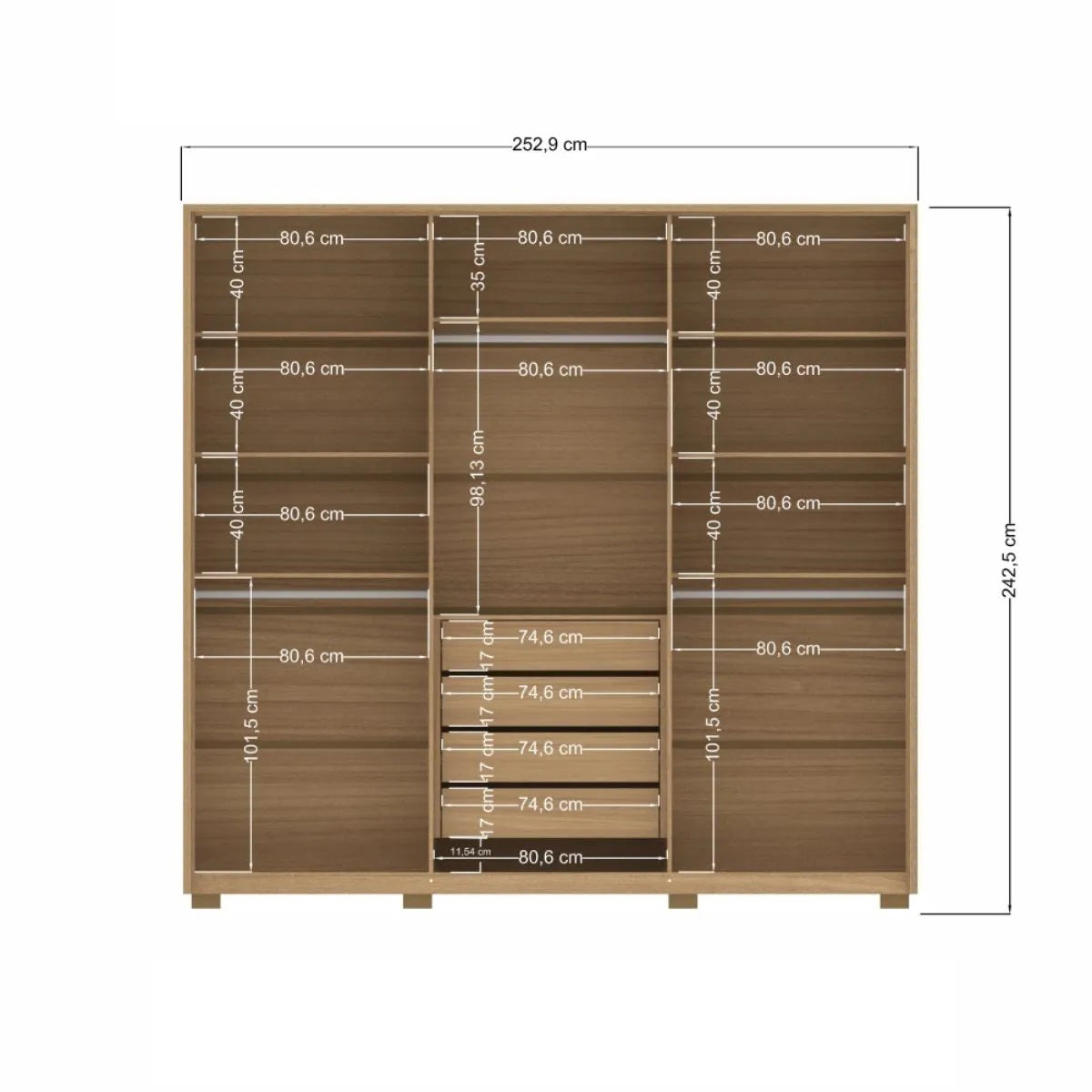 Wardrobe Genova 165212E 6 Doors Wood/Terracota (Limited 3 Months Warranty)