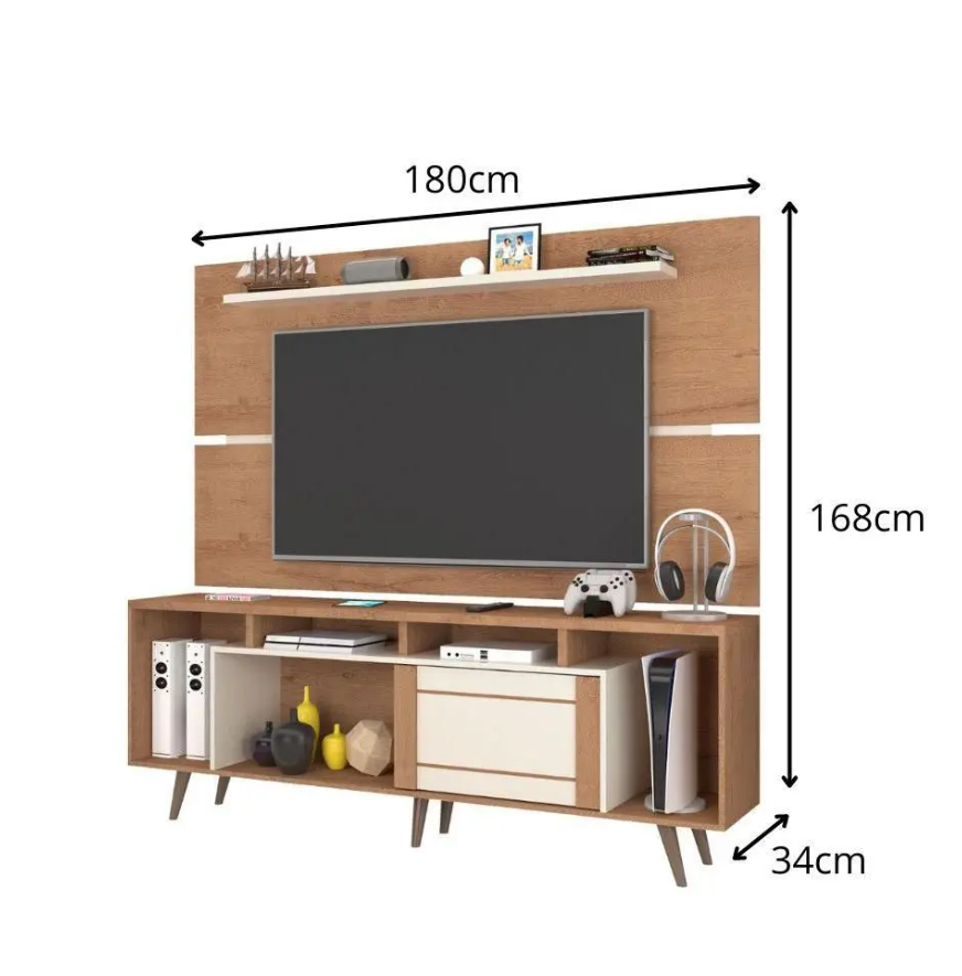 Tv Stand Roma 1387R-355 Rack With Panel W180*H65Cm Canelo Rust/Natura Off White (Limited 3 Months Warranty)