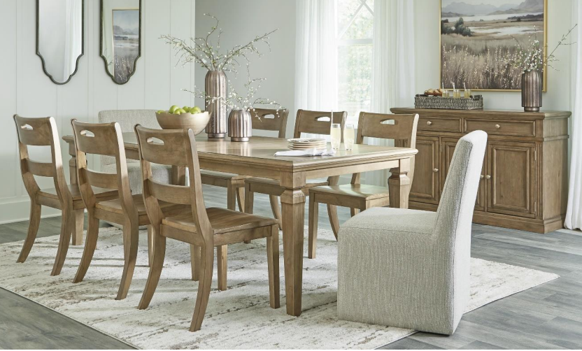 Dining Table Mylarken D606 (1 Table + 8 Chairs) Package