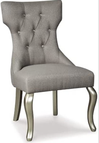 DINING CHAIR CORALAYNE UPH SIDE D650-03 97.7CM*56.2CM*58.1CM SILVER/WHITE