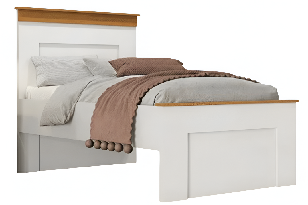 Beds England En G13-288 Single 88*188Cm White Gloss/ Freijo (Limited 3 Months Warranty)