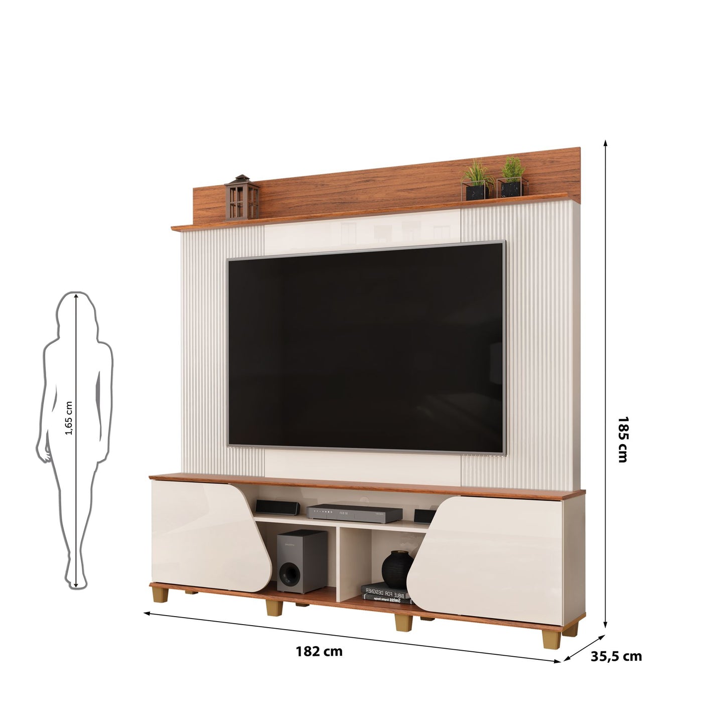 Tv Stand Henry 36093227 Up To 70 182*184.5*38.7Cm Off White/Freijo (Limited 3 Months Warranty)