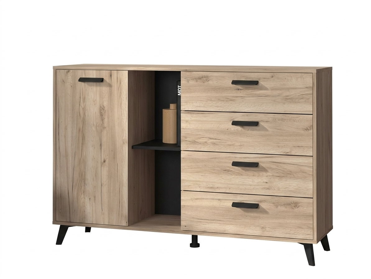 Cabinet Umbria 4 Drawers 137.5*40*90.5Cm Off White (Limited 3 Months Warranty)