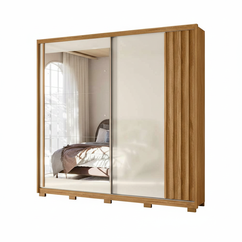 Wardrobe Dhara 984031.8 2 Sliding Doors With 3 Drawers 230*242*52Cm Freijo/Grey (Limited 3 Months Warranty)