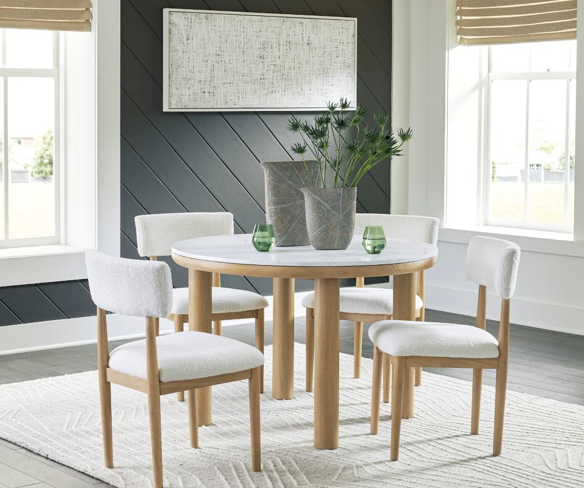 DINING ROUND SAWDYN D427 (TABLE + 4 CHAIRS) PACKAGE