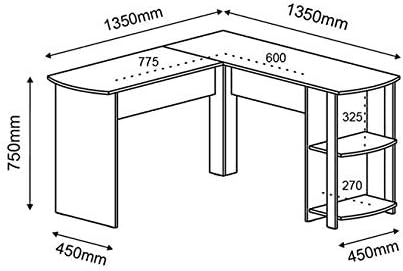 Office Table Luma 6121 Curved 135*135*74.8Cm Brown/Gray (Limited 3 Months Warranty)