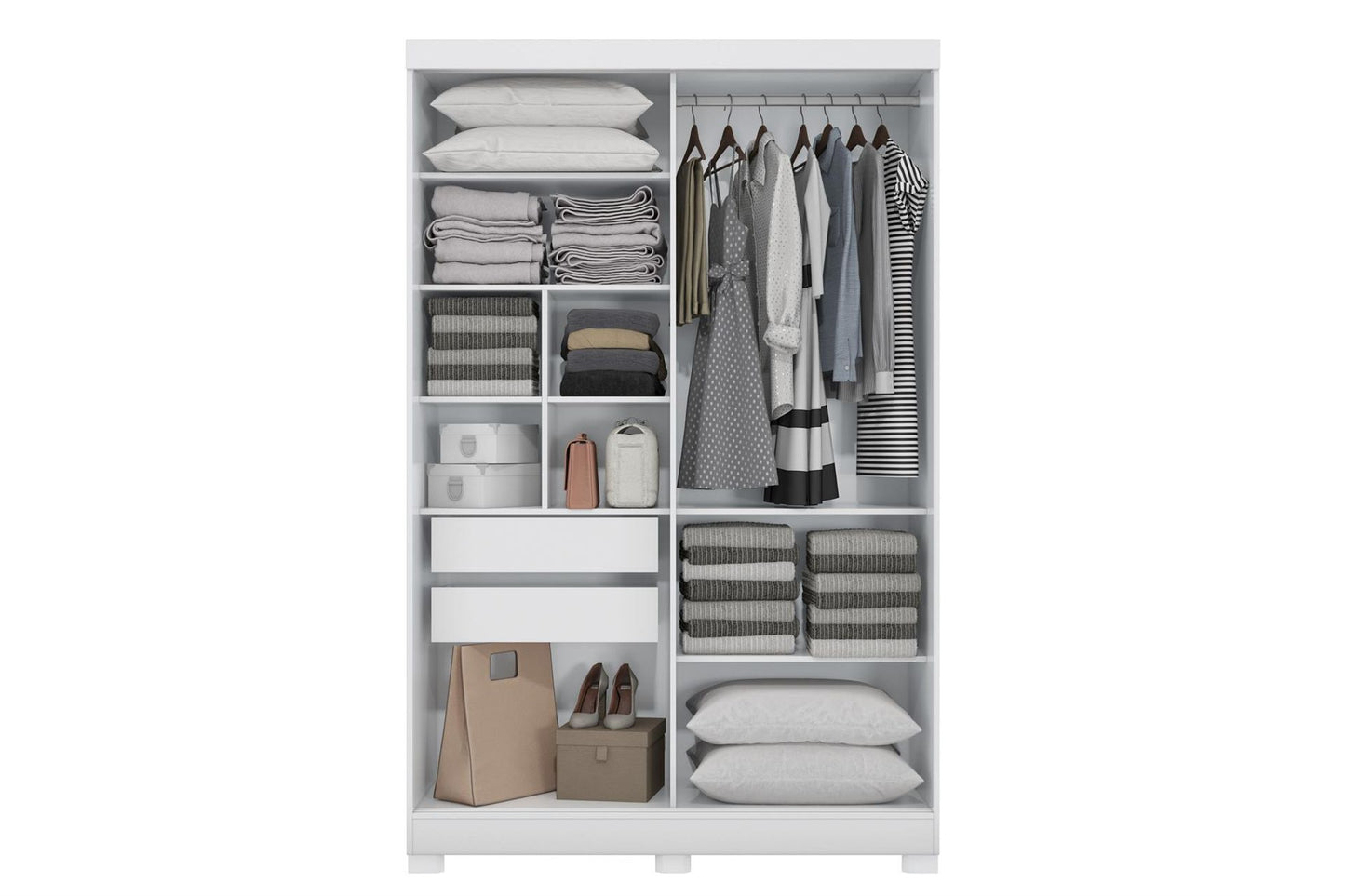 Wardrobe Cb01N571-Ngmc 2 Sliding Doors With 2 Drawers 223*143*53Cm Nogueira (Limited 3 Months Warranty)