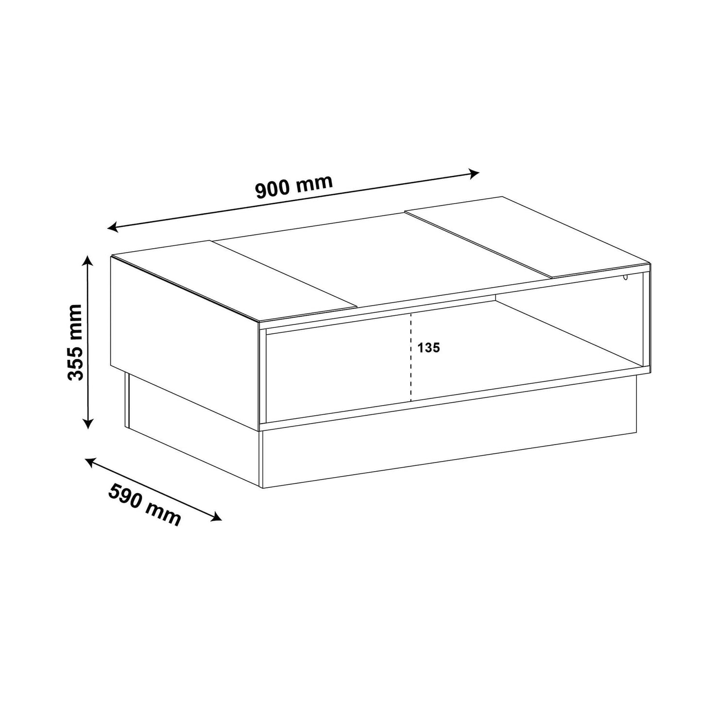 Coffee Table Detroit 3786 Cocktail 90.5*59*35.5Cm Pine (Limited 3 Months Warranty)