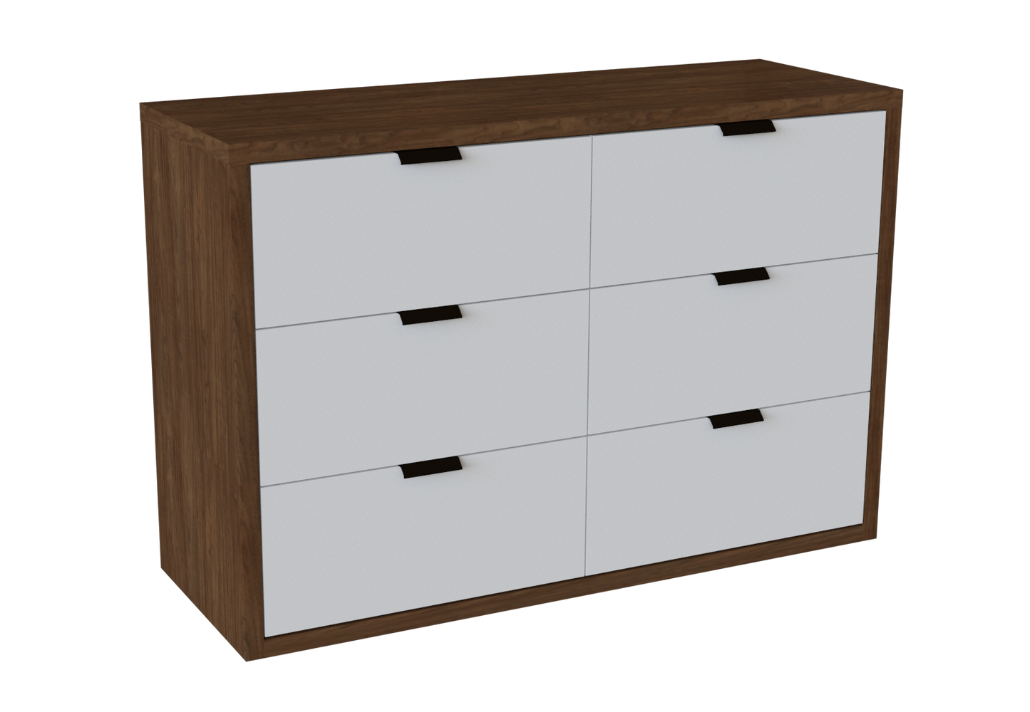 Dresser Valencia 6 Drawers White/Brown (Limited 3 Months Warranty)