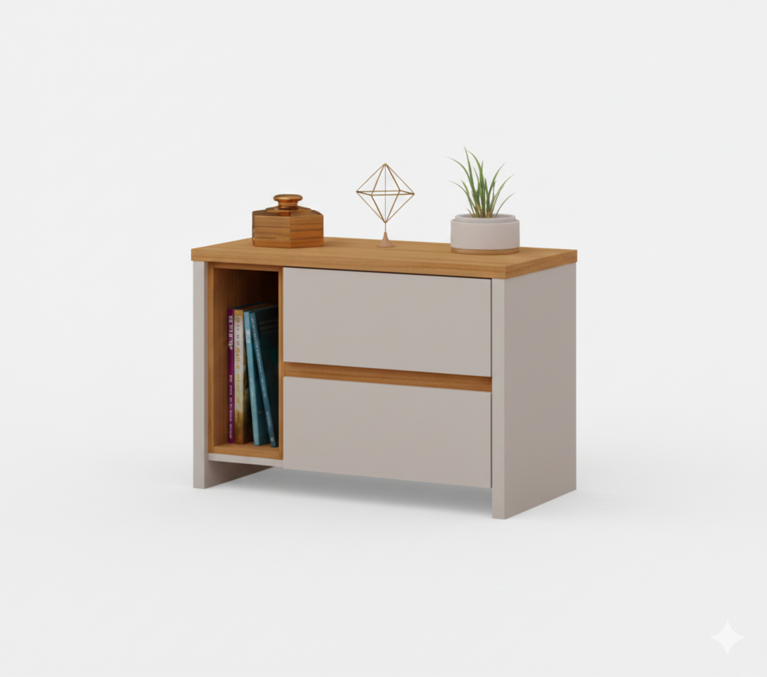 Night Stand Colore 2 Drawer Pearl / Camaru (Limited 3 Months Warranty)