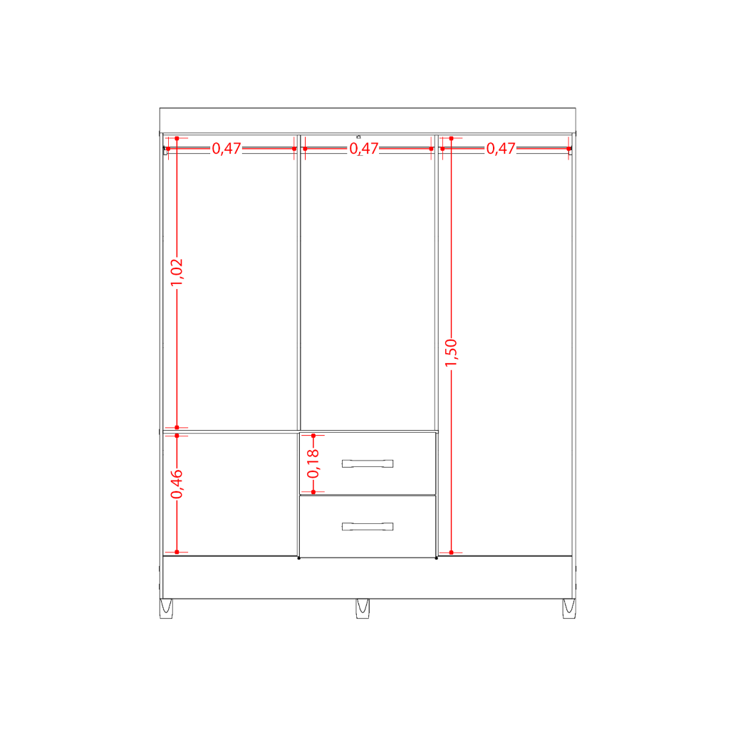 Wardrobe Mobi 23487-309 6 Doors With 2 Drawers 147*181*47Cm Freijo/Titanium (Limited 3 Months Warranty)