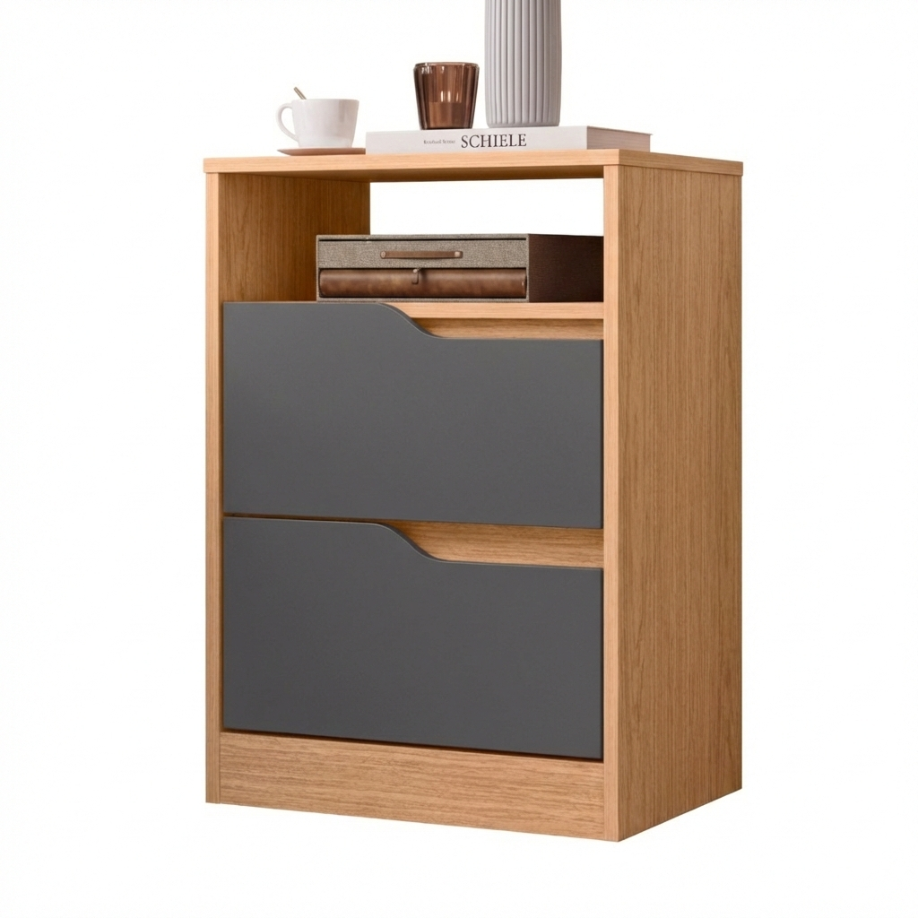 Night Stand Sole 192-308 2 Drawers 45*65*36Cm Freijo/Titanium (Limited 3 Months Warranty)