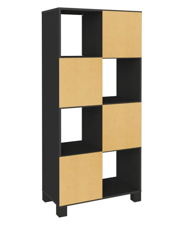 Cabinet Wally 5679 4 Doors With 4 Niches 67.5*36*145Cm Black (Limited 3 Months Warranty)