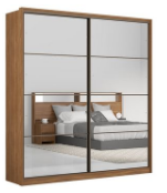 Wardrobe Belga D23002K/134 2 Doors Sliding With Mirror 217*230*55 Cm Almond (Limited 3 Months Warranty )