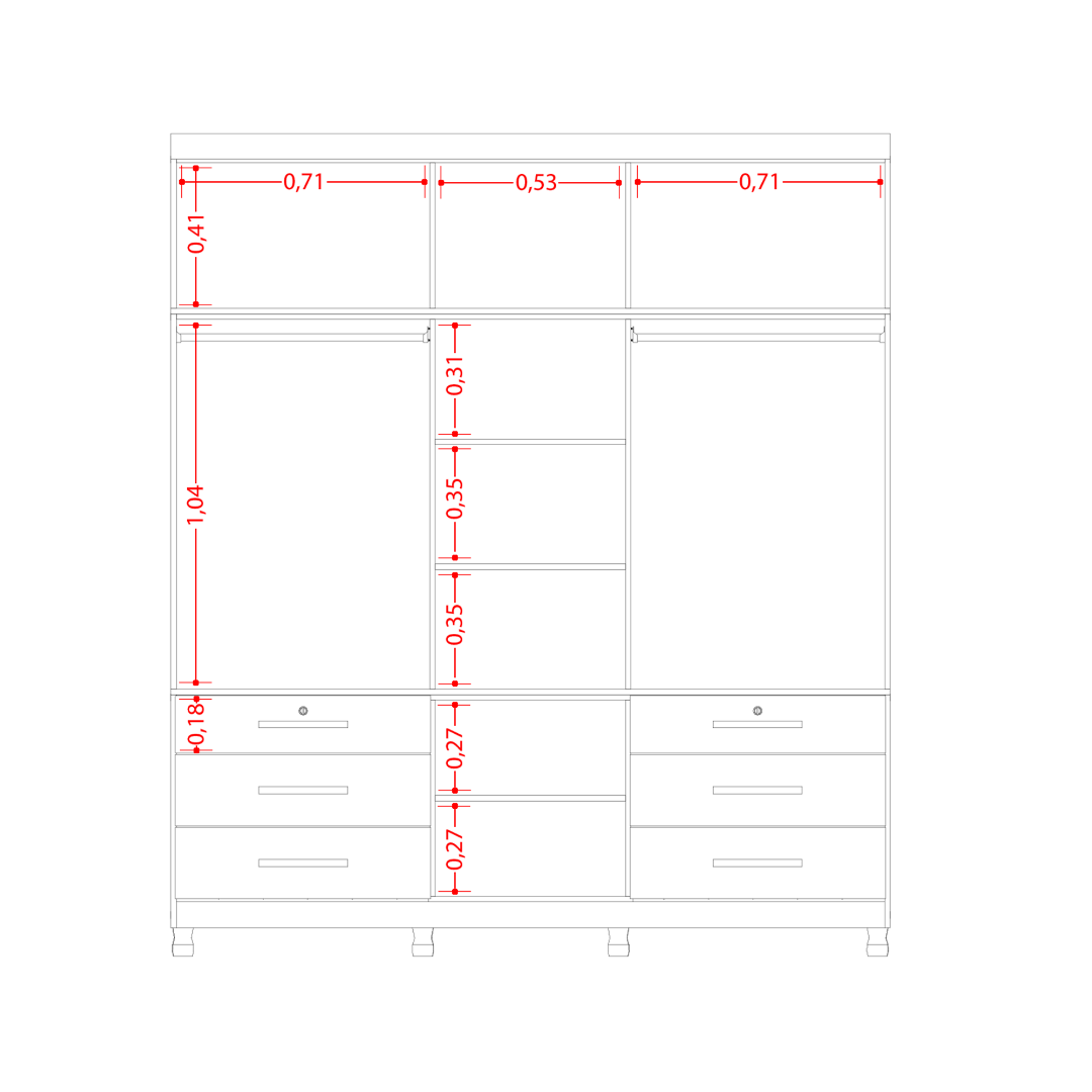 Wardrobe Triton 6229-295 11 Doors With 6 Doors 200*230*51Cm Cinnamon (Limited 3 Months Warranty)