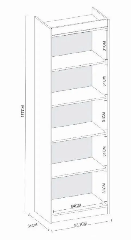 Bookcase Sapiranga 0187R-38 5 Shelves W57*H177Cm Bright Pink (Limited 3 Months Warranty)