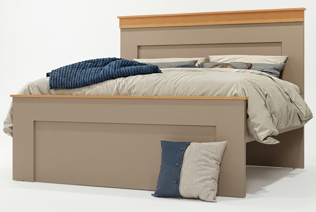 Beds England En G13-2138 Double bed 138*188Cm White Gloss/ Freijo (Limited 3 Months Warranty)
