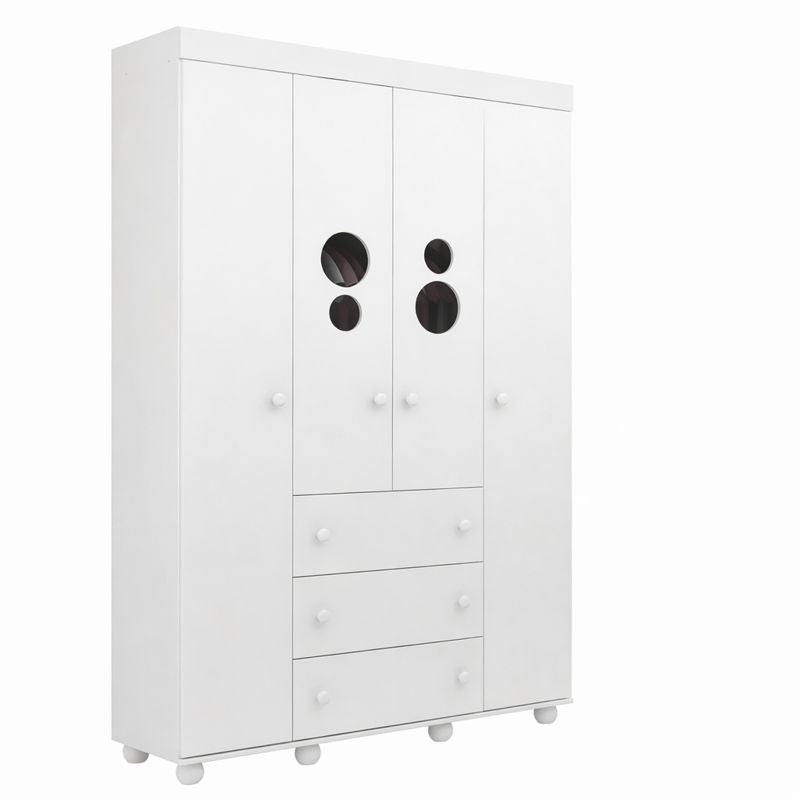 Wardrobe 2894 4 Doors With 3 Drawers 191.5*121*41.5Cm White (Limited 3 Months Warranty)