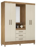 Wardrobe Persia 43220 140 4 Doors With 3 Drawers W165*H201*47Cm Almond/Off White (Limited 3 Months Warranty )