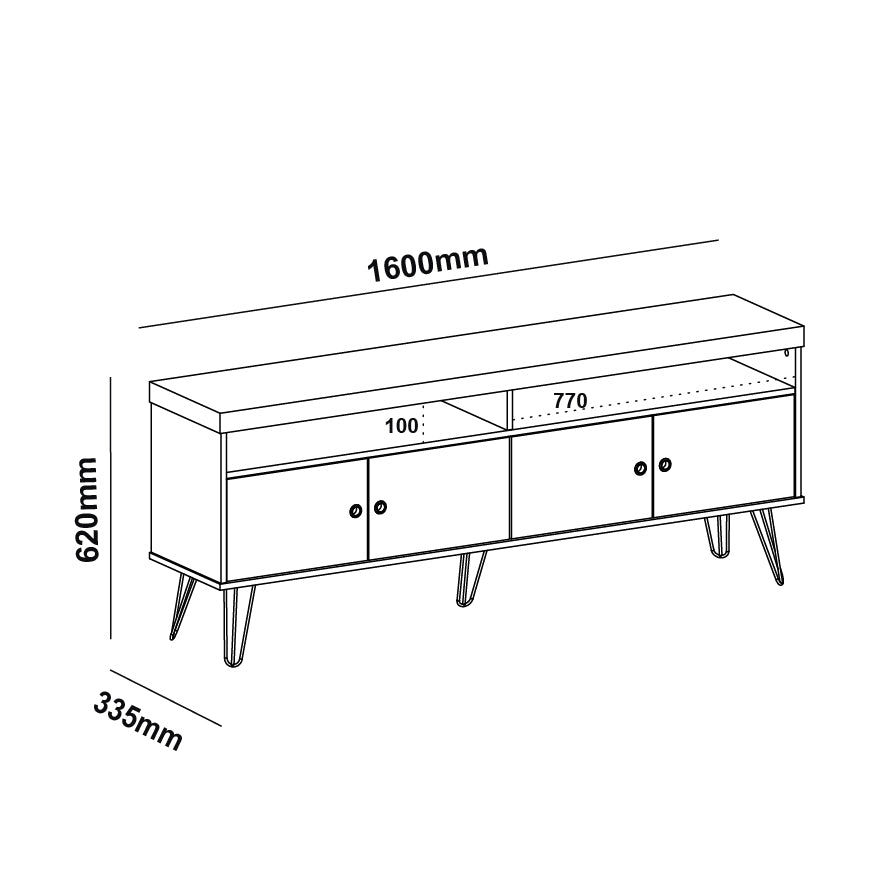 Tv Stand Liberty 4217 Up To 65 / 4 Doors 160*33.5*62Cm Oak/Off White (Limited 3 Months Warranty)