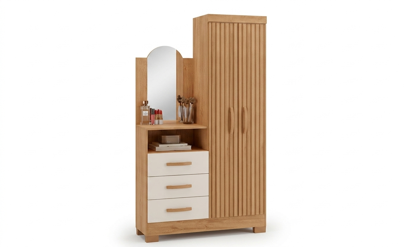 Cabinet Teresina 1032R-355 2 Doors With 3 Drawers H180*W101*D40.5Cm Canela/Off White ( Limited 3 Month Warranty )