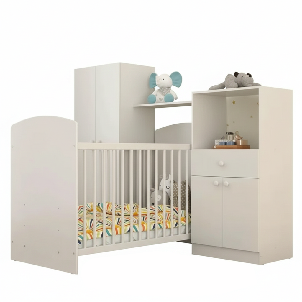 Berceau 2869 With Wardrobe White (Limited 3 Months Warranty)