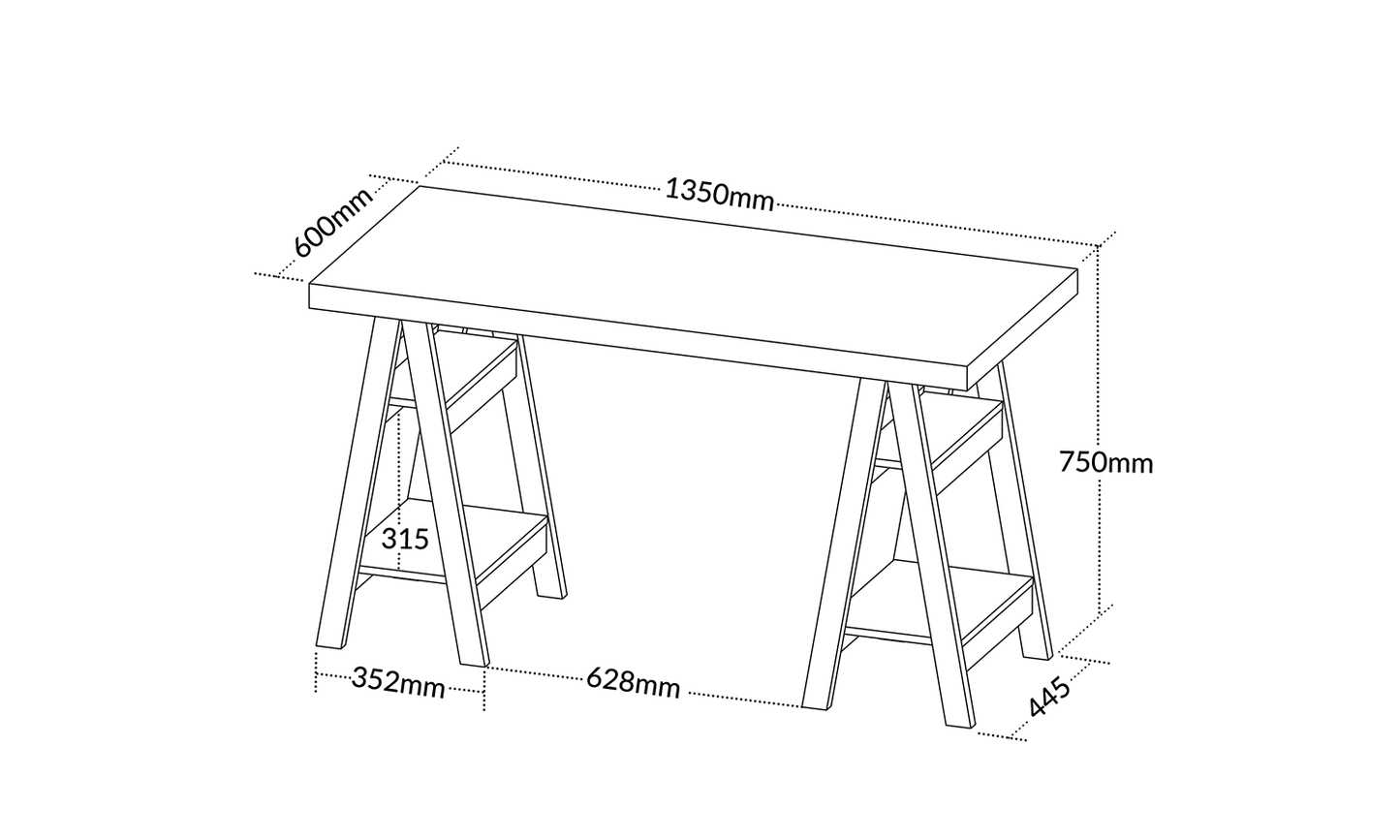 Office Table Art 6057 Desk 135*60*75Cm Elm/Black (Limited 3 Months Warranty)