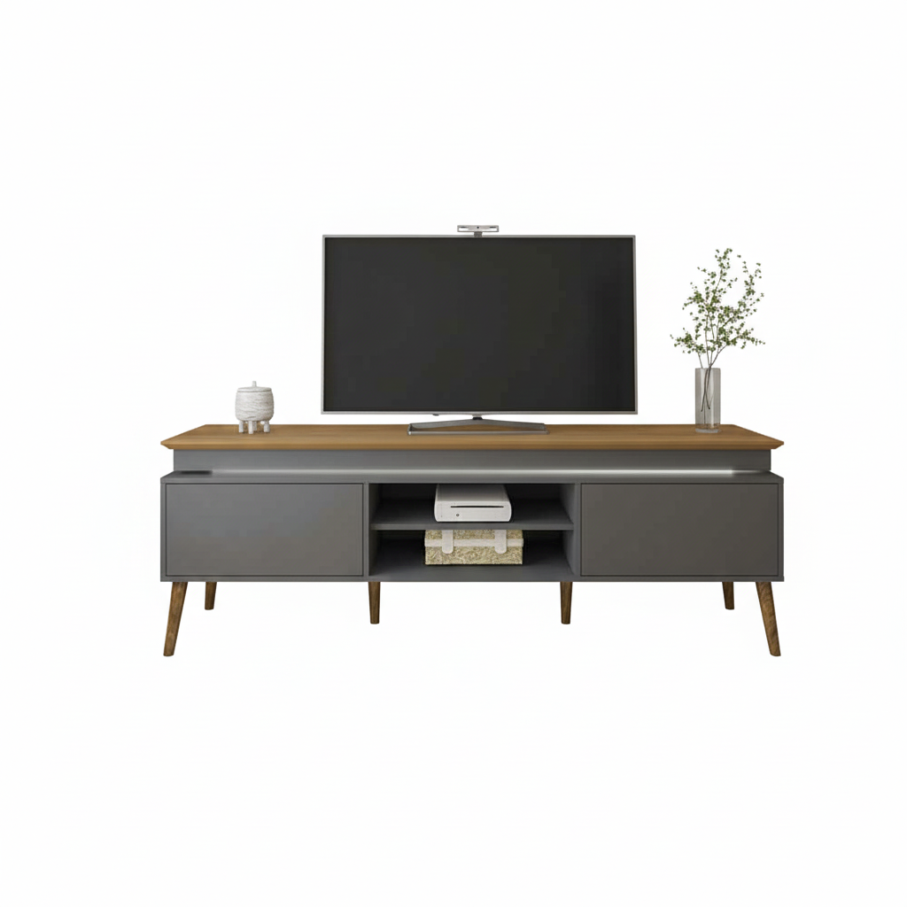 Tv Stand Lumina 4378 Up To 75 / 2 Doors 180*41.5*62.5Cm Oak/Graphite (Limited 3 Months Warranty)