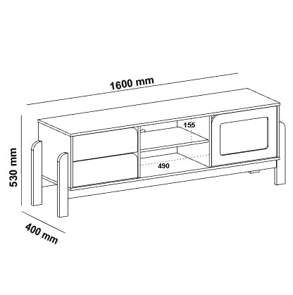 Tv Stand Nature 4606 Up To 65 / 1 Door With 2 Drawers 160*40*43Cm Natural/White (Limited 3 Months Warranty)