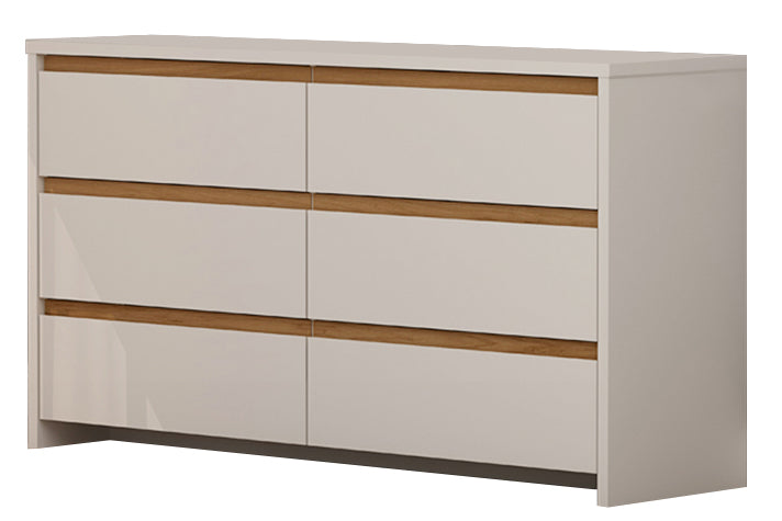 Dresser Colore 6 Drawers With Mirror 150*167*42Cm Pearl / Camaru (Limited 3 Months Warranty)