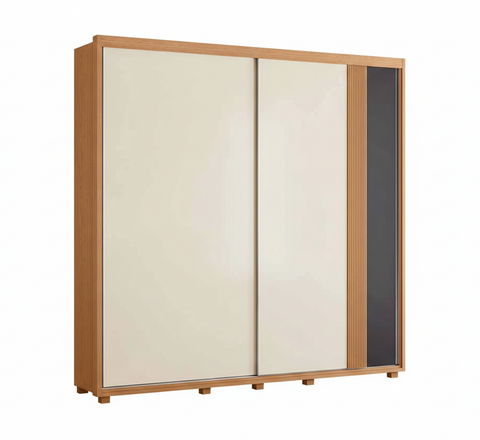 Wardrobe Acacia 246-312 2 Sliding Doors With 4 Drawers  240*231*56Cm Freijo/Titanium/Offwhite  (Limited 3 Months Warranty)