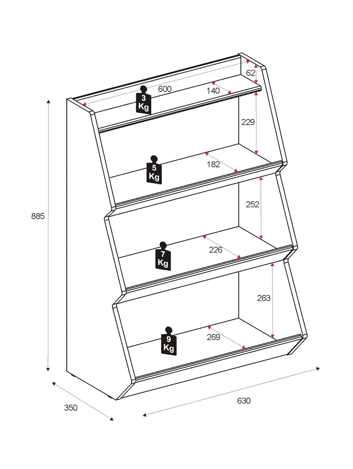Cabinet 2373 Organizer  88.5*63*35Cm White  (Limited 3 Months Warranty)