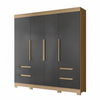 Wardrobe Doble 202-307 6 Doors With 4 Drawers  240*230*47Cm Freijo/Titanium  (Limited 3 Months Warranty)