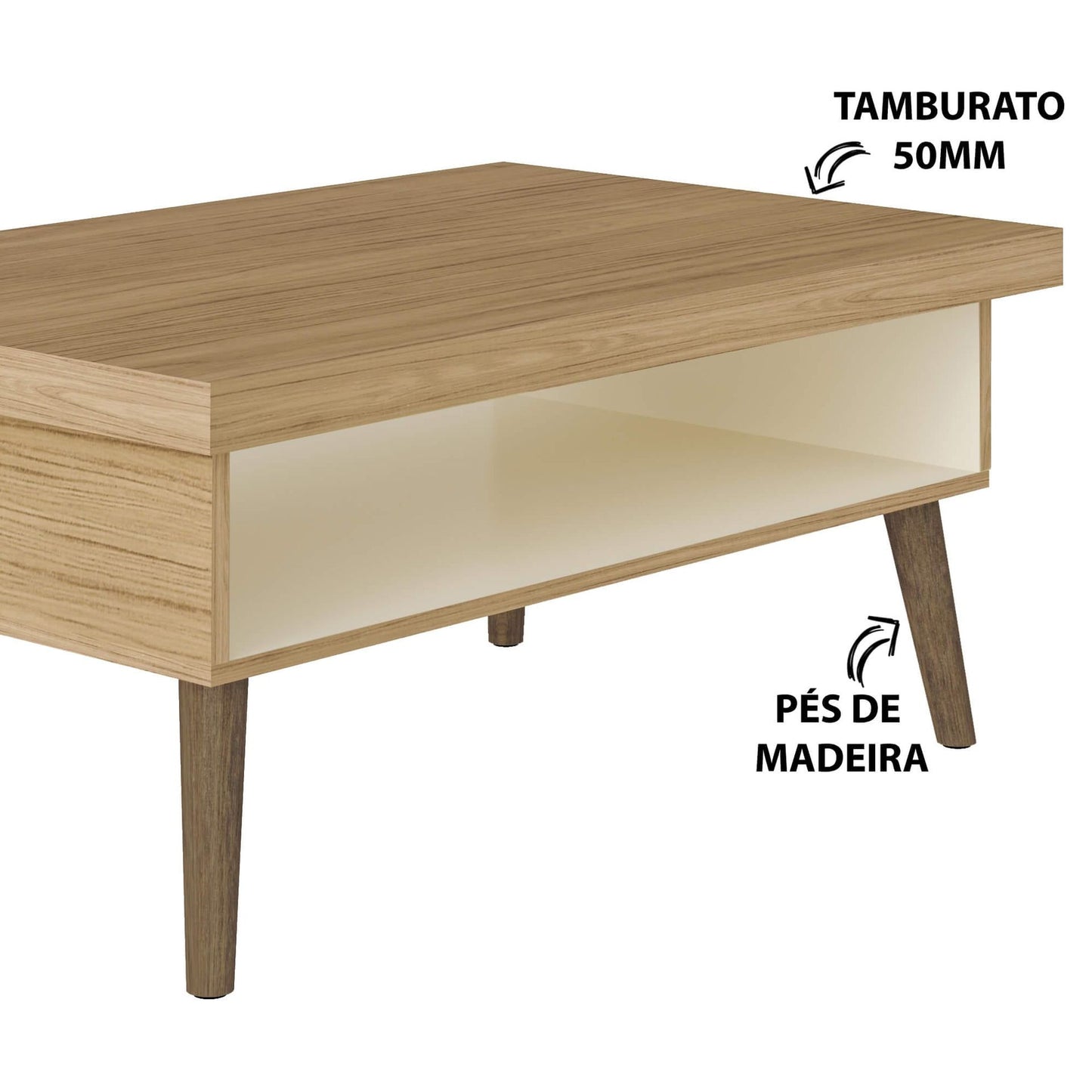 Coffee Table Lucca 4150 Retro Design  91*59*44.5Cm Oak/Off White  (Limited 3 Months Warranty)