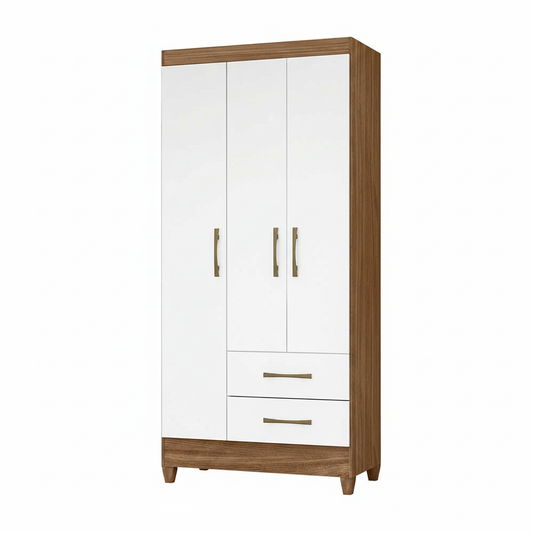 Wardrobe Lima 951026.6 3 Doors With 2 Drawers  182*82*47Cm Naturale/ White  (Limited 3 Months Warranty)