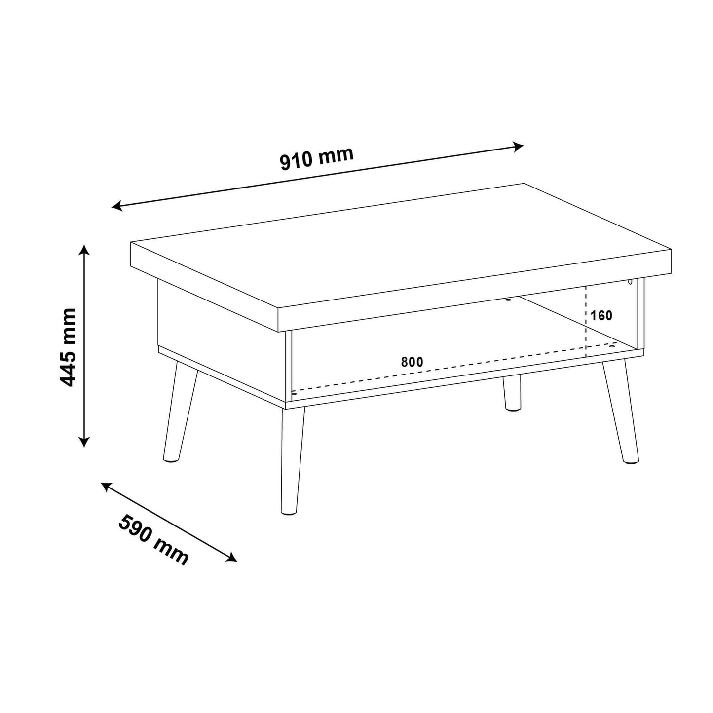 Coffee Table Lucca 3840 Retro Design  91*59*44.5Cm Pine/Off White  (Limited 3 Months Warranty)