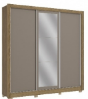 Wardrobe CB01M570-NGFE 3 sliding doors & 2 drawers with mirror 223*223*53cm nogueira fendi (limited 3 months warranty )