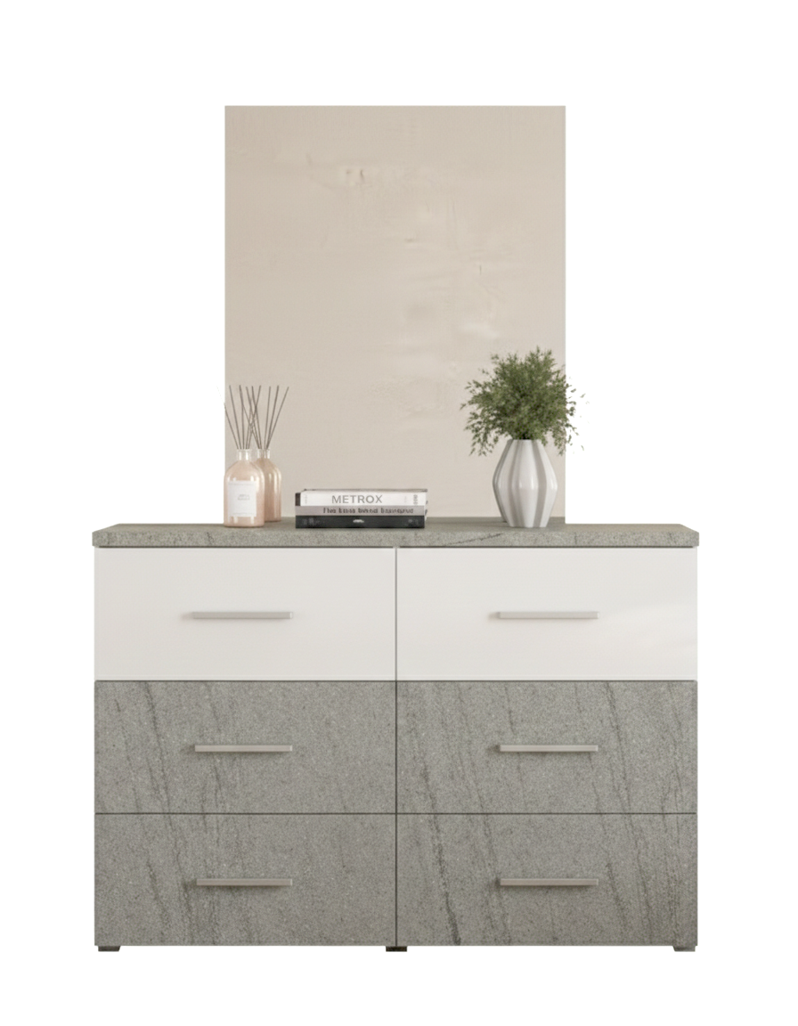 Dresser Henry 6 Drawers Grey/White (Limited 3 Months Warranty)