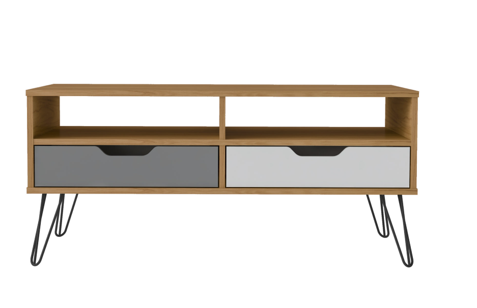 Coffee Table Estocolmo 4386 2 Drawers  100*54*45Cm Oak/Graphite/White (Limited 3 Months Warranty)