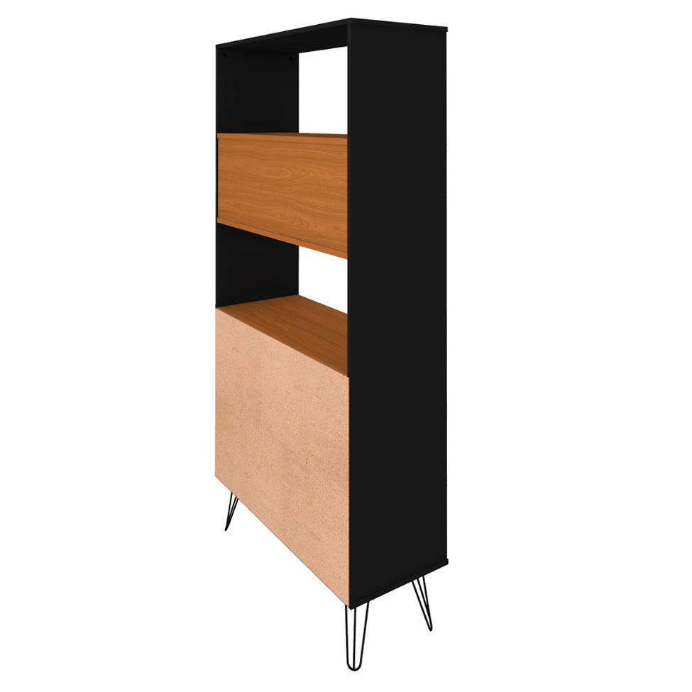 Bookcase Hit 6195 2 Doors With 1 Internal Shelf  90*36*183Cm Freijo/Black  (Limited 3 Months Warrantyhit 6195