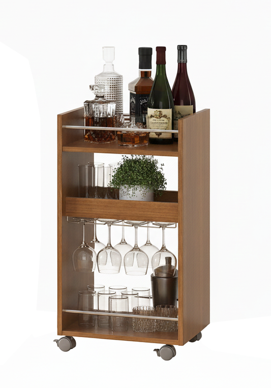 Cabinet Brito 4628 Compact Bar Cart  40*40*74.5 Cm Cherry (Limited 3 Months Warranty)