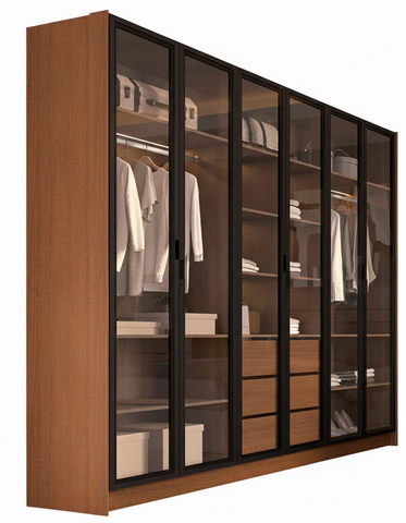 Wardrobe Veneza Ven 16-163 6 Glassdoo Rs 243*230*56.5 Cm Itauba Ambar (Limited 3 Months Warranty)
