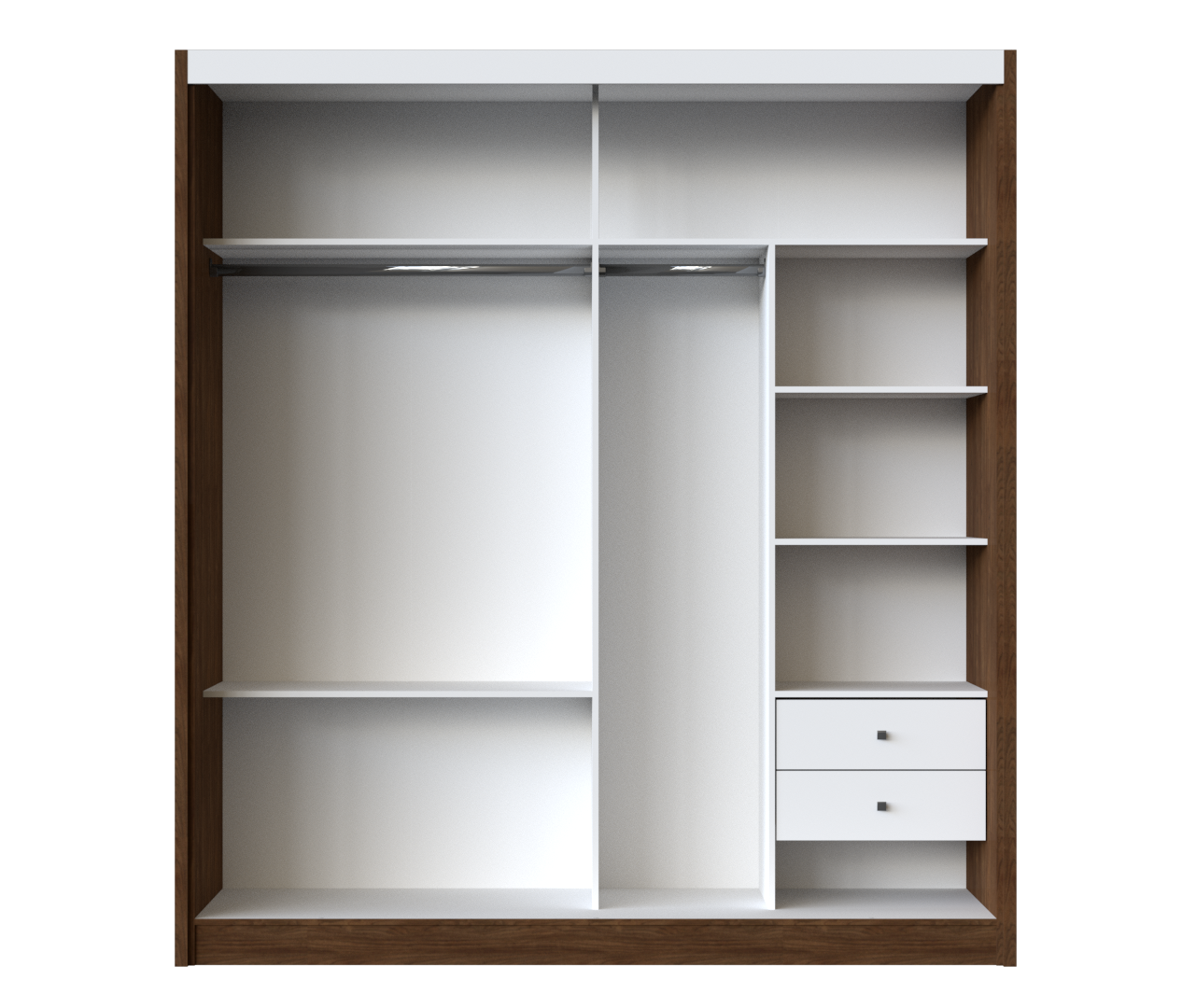 Wardrobe Valencia 2S Liding Doors White/Brown (Limited 3 Months Warranty)
