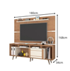 Tv Stand Roma 1387R-355 Rack With Panel  W180*H65Cm Canelo Rust/Natura Off White (Limited 3 Months Warranty)