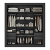 Wardrobe Mp4269.003 2 Doors With 4 Drawers  218*200*51Cm Black  (Limited 3 Months Warranty)