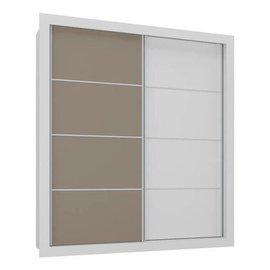 Wardrobe Mp4263 2 Sliding Doors With 4 Drawers  218*200*51Cm White / Lacca Smoke (Limited 3 Months Warranty)