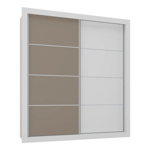 Wardrobe Mp4263 2 Sliding Doors With 4 Drawers  218*200*51Cm White / Lacca Smoke (Limited 3 Months Warranty)