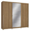 Wardrobe B573A-NG 3 sliding doors with 4 drawers & mirror 230*251*56cm nogueira (limited 3 months warranty)