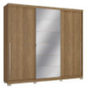 Wardrobe B573A-NG 3 sliding doors with 4 drawers & mirror 230*251*56cm nogueira (limited 3 months warranty)